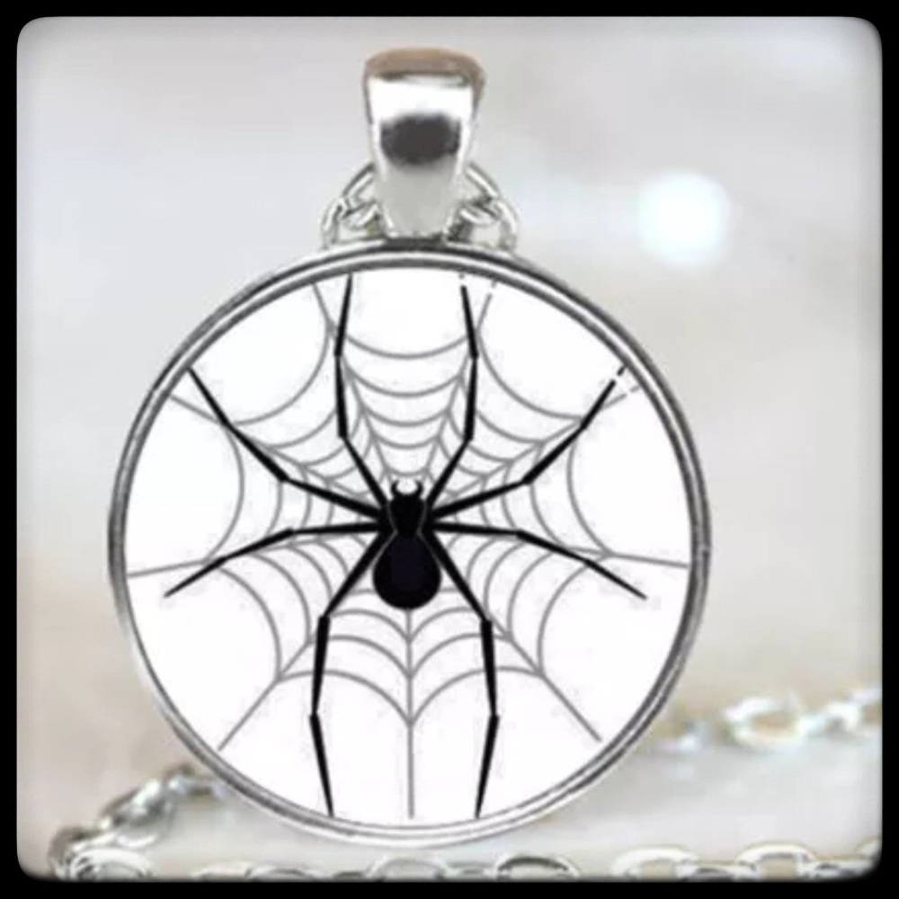 🆕 ✅ GLASS CABOCHON SILVER CHAIN NECKLACE